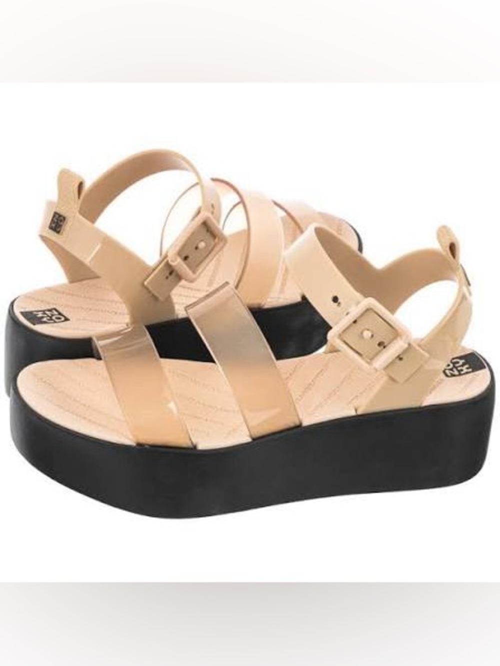 Zaxy ‘Future’ Platform Jelly Sandals in Sand